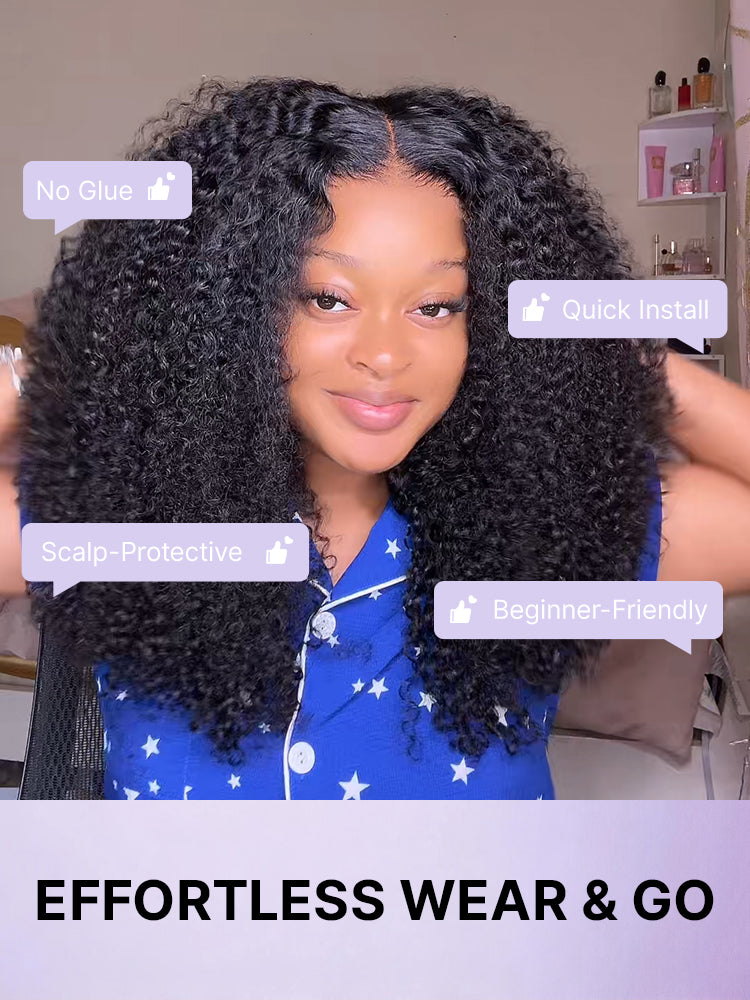 Luvme Hair afro curly lace closure wig with 5x5 pre-cut glueless cap, 200% density, beginner-friendly, one size fits all