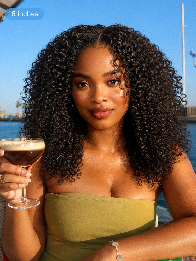 Luvme Hair Afro curly lace closure wig with 5x5 pre-cut glueless cap, beginner friendly, 200% density, one size fits all cap