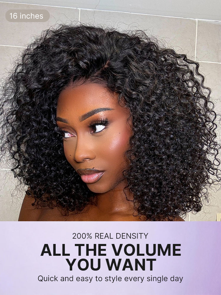 Luvme Hair Afro curly 5x5 lace closure wig with 200% density, pre-cut, glueless, beginner-friendly, one size fits all cap.