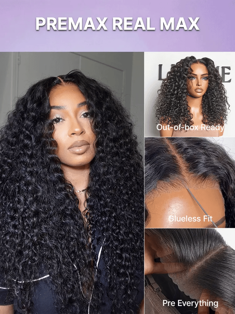 Luvme Hair AiryFit™ scalp care curly 5x5 closure wig with water wave texture, pre-cut lace, snug fit, and effortless style.