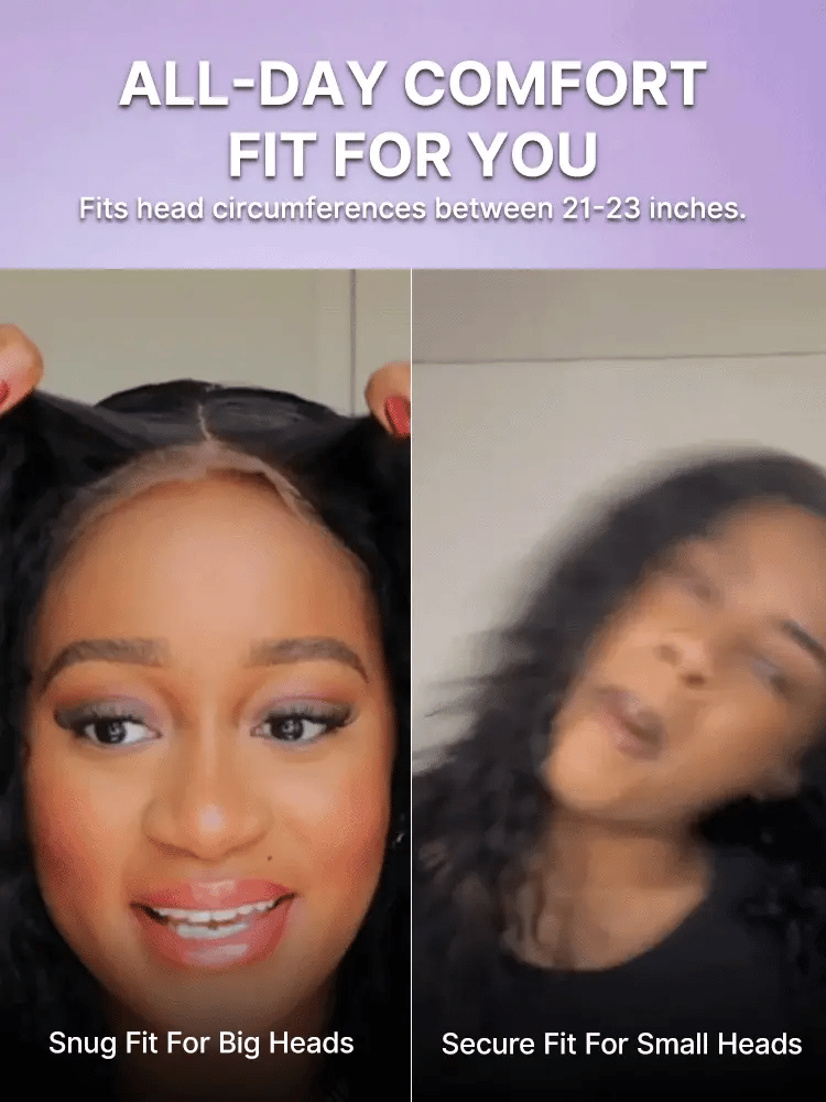 Luvme Hair AiryFit™ water wave 5x5 closure wig with curly texture, pre-cut lace, snug fit, and glueless design.