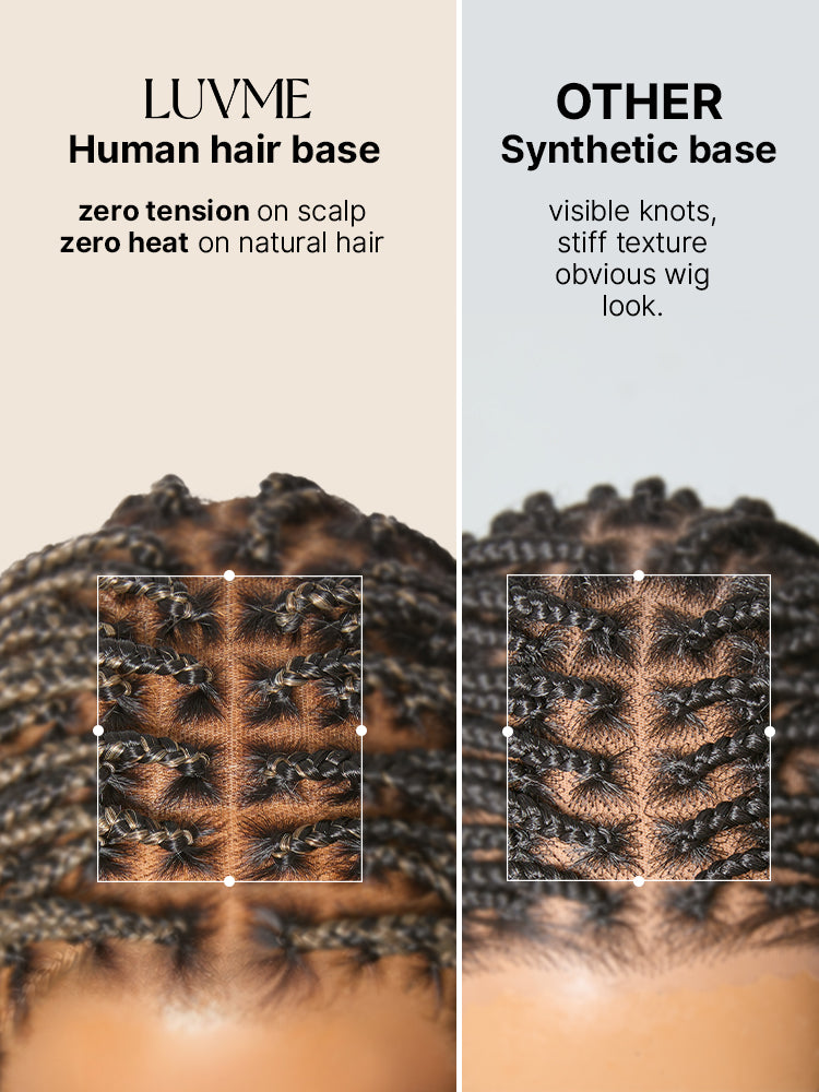 Luvme Hair OwnScalp™ 613 Blonde and Black box braids with a realistic scalp look, lace knotless design, and drawstring cap.