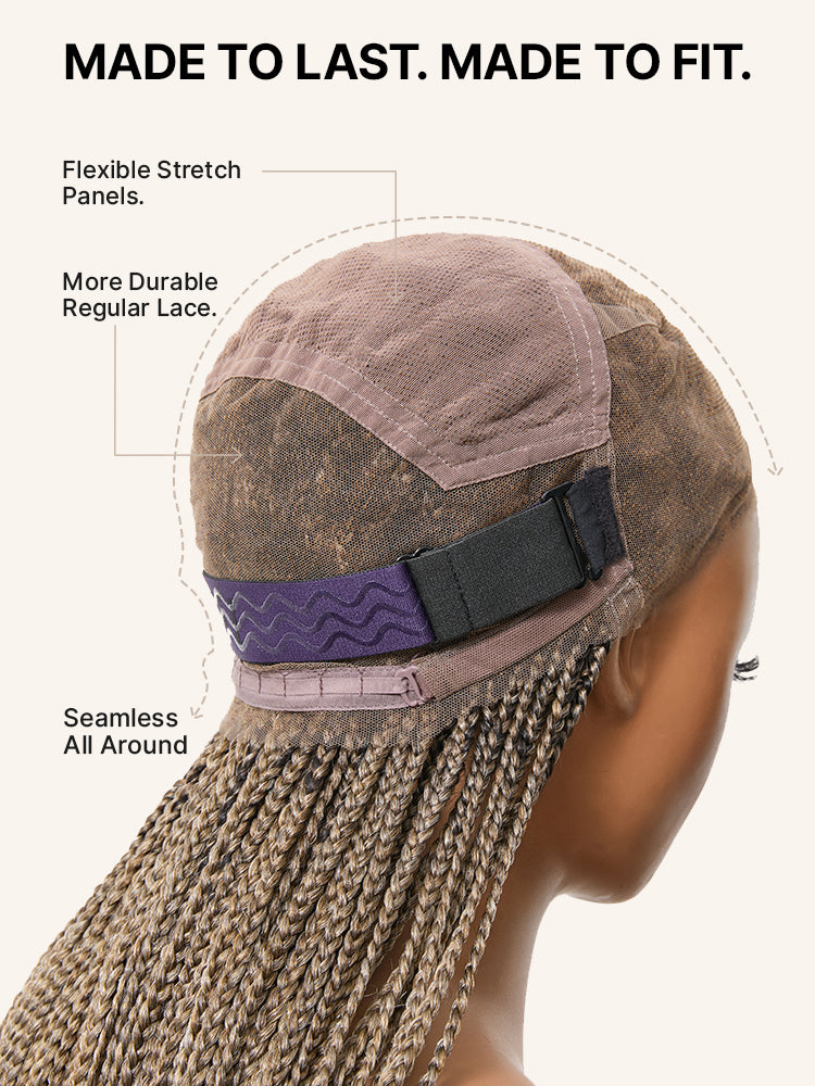 Luvme Hair OwnScalp™ 613 blonde and black box braid wig with lace knotless style and realistic scalp look on drawstring cap