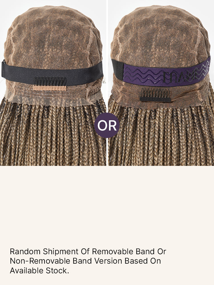 Luvme Hair OwnScalp™ 613 Blonde and black box braid wig with lace, natural scalp look, drawstring cap, full HD finish