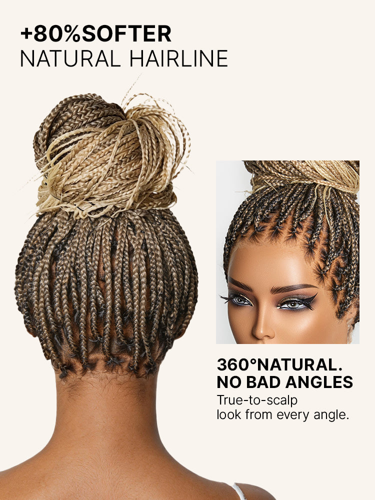 Luvme Hair OwnScalp™ 613 Blonde and black lightweight box braid wig with realistic scalp, lace knotless style, drawstring cap