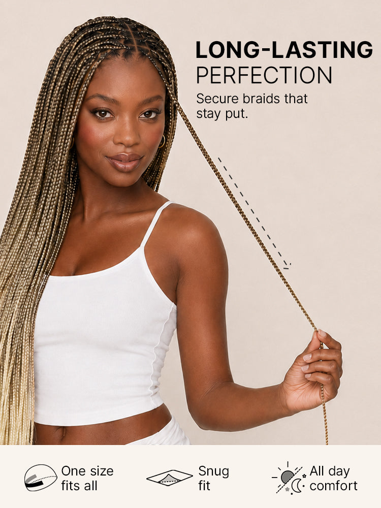 Luvme Hair OwnScalp™ 613 Blonde and Black braid wig with lace knotless style and realistic scalp look on a drawstring cap