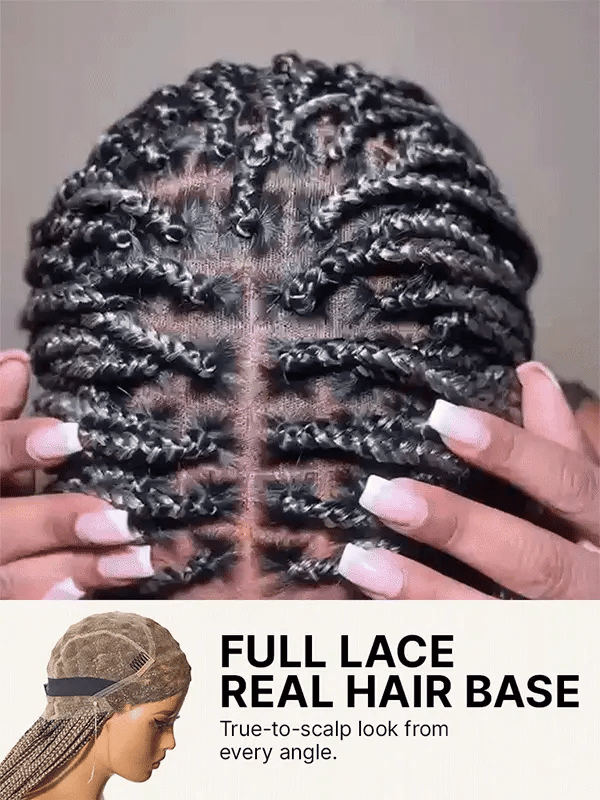 Luvme Hair OwnScalp™ 613 Blonde and Natural Black box braids wig with realistic scalp look, lace knots, and drawstring cap.
