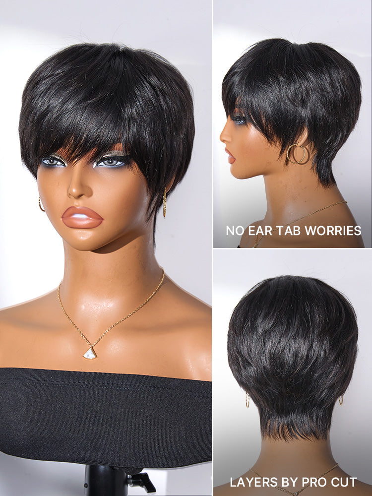 Luvme Hair Throw On & Go short wig with bangs, skin-like soft comfort, glueless design, ideal for hair loss, natural look