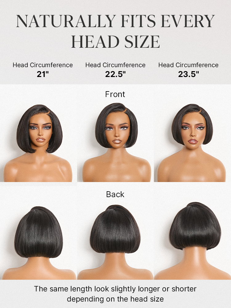 180% Density Sleek Short Bob Minimalist HD Lace Wig Pre-cut Lace All-Day Comfort Cap-24