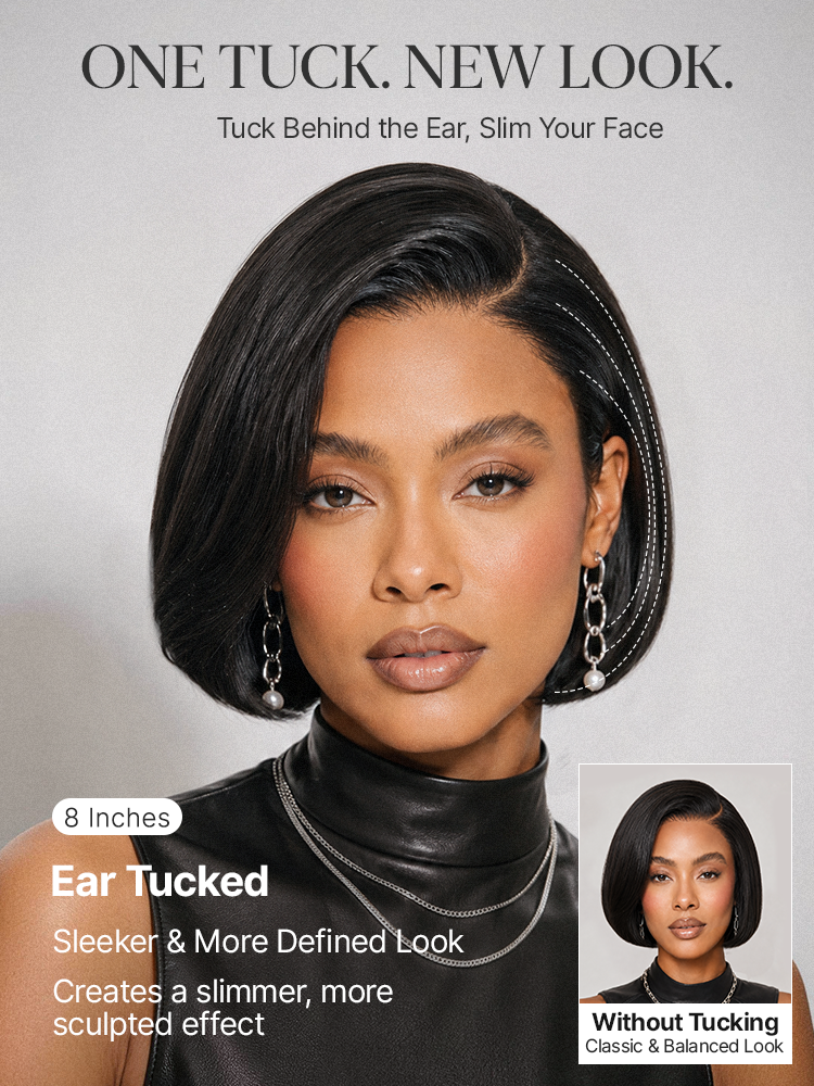 180% Density Sleek Short Bob Minimalist HD Lace Wig Pre-cut Lace All-Day Comfort Cap-17