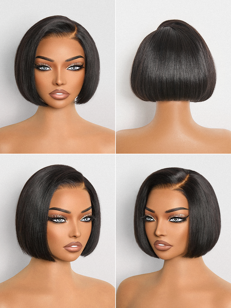 180% Density Sleek Short Bob Minimalist HD Lace Wig Pre-cut Lace All-Day Comfort Cap-25