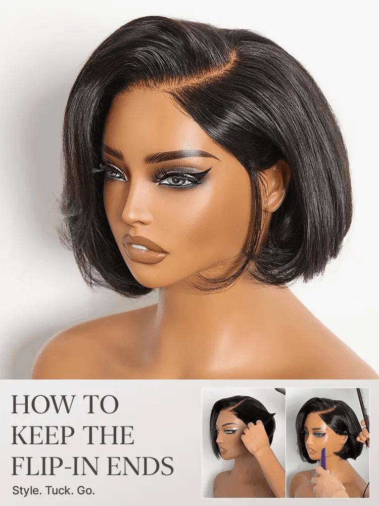 180% Density Sleek Short Bob Minimalist HD Lace Wig Pre-cut Lace All-Day Comfort Cap-18