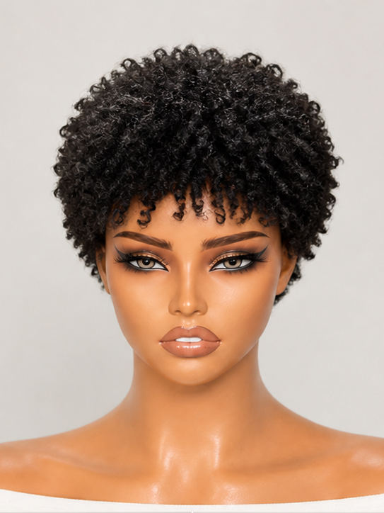 30-Second Throw On & Go Pixie Cut Wig with Bangs Tight Kinky Curly Natural Black No Lace No Glue Itchy-Free Beginner Friendly-01