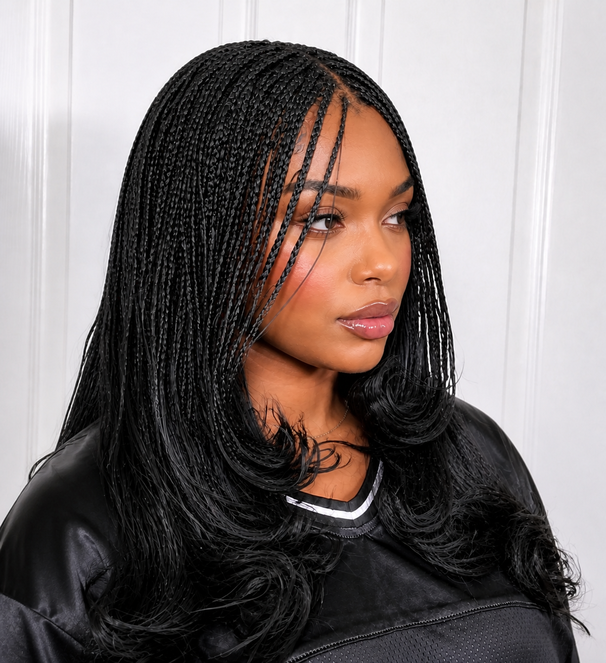 Natural Black Micro Braids Glueless 5x5 Lace Wig-02