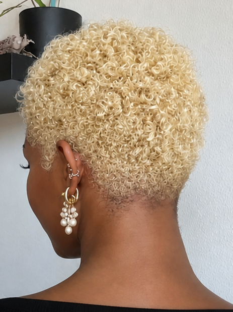 Ultra-Short Tight Afro Kinky Curly Blonde Pixie Cut Full Lace Human Hair Wig-02