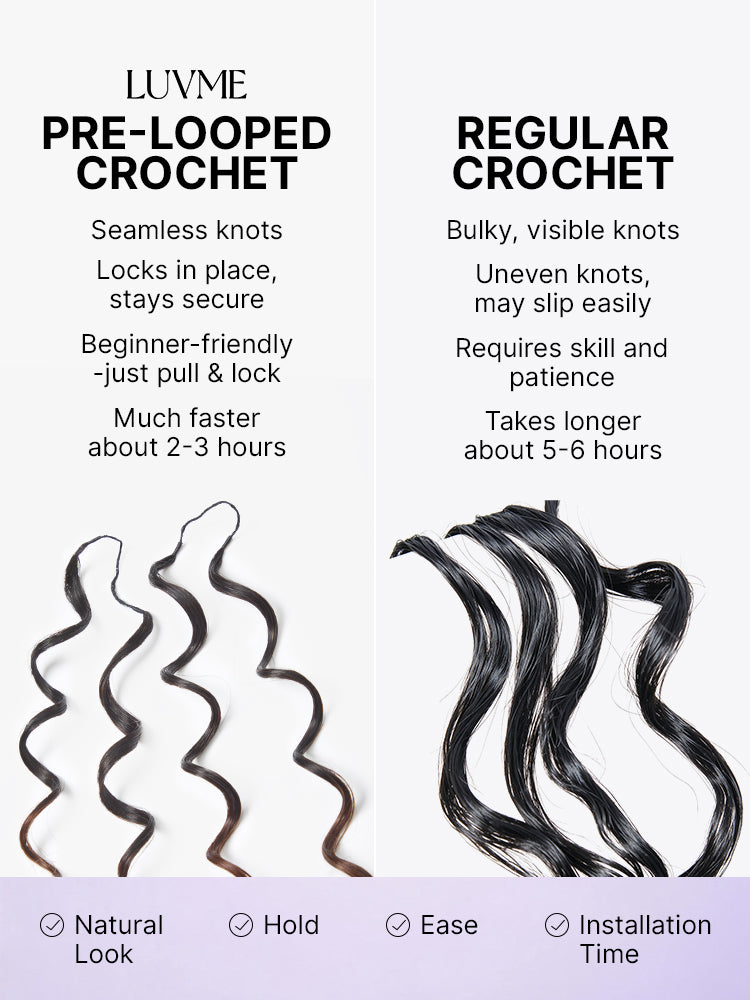 Luvme Hair Miracle Knots colored crochet hair in ombre brown with wet and wavy texture, perfect for boho braids, twists, and crochet styles.