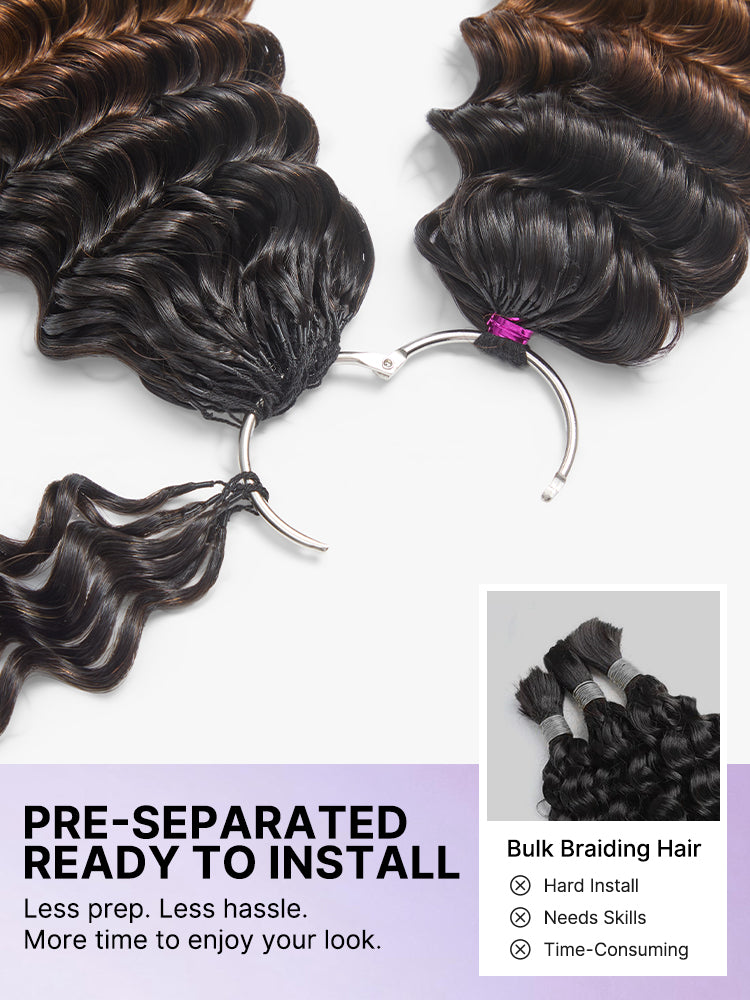 Luvme Hair Miracle Knots colored crochet hair with wet and wavy ombre brown, lightweight, pre-looped human hair for protective styles.