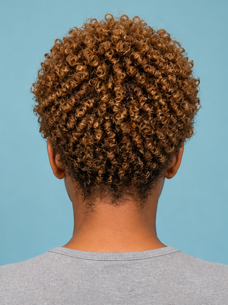 Honey Blonde Ultra Short Tight Afro Kinky Curly Pixie Cut Full Lace Wig-03