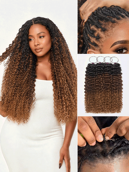 Miracle Knots Colored Crochet Hair Wet and Wavy Ombre | Mix Brown for Boho Braids | Crochet Weaves| Fulani Braids | Twists Pre-Separated Lightweight Full & Soft Pre-Looped Human Hair Extensions Protective Style