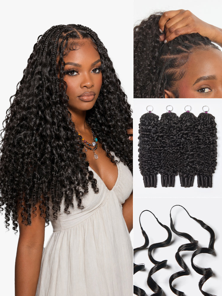 Luvme Hair Miracle Knots crochet hair in Burmese curly, wet and wavy water wave style, lightweight full pre-looped human hair extensions