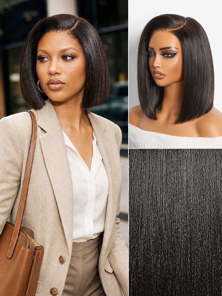 Luvme Hair 180% density sleek short bob HD lace wig with pre-cut lace and comfortable cap for all-day wear
