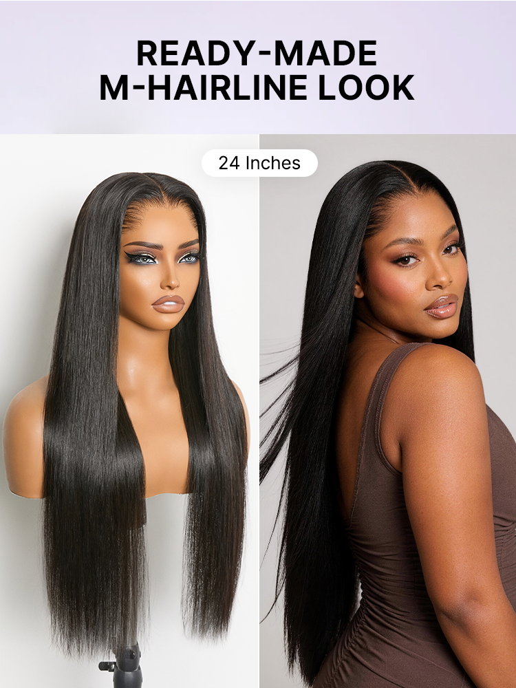 Luvme Hair Lagos M-Shaped lace frontal wig with natural-looking silky straight human hair, 13x4 lace pre-cut for a seamless fit