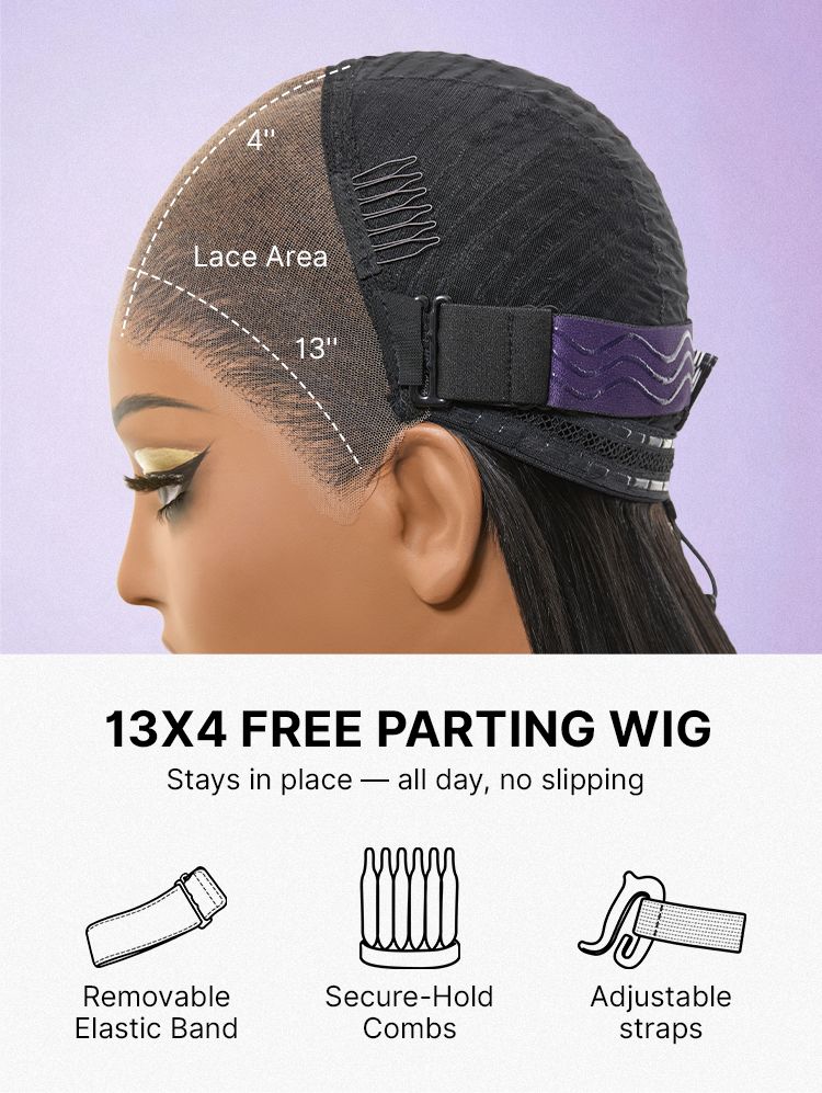 Luvme Hair Lagos M-Shaped lace frontal wig with natural straight human hair, pre-cut 13x4 lace, over-plucked hairline for a realistic look