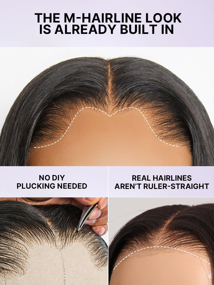 Luvme Hair Lagos M-Shaped lace frontal wig with natural-looking straight human hair, 13×4 lace, pre-cut lace, over-plucked hairline