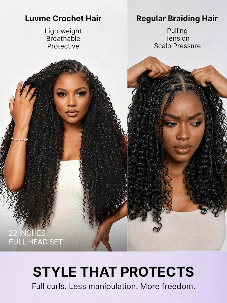 Miracle Knots Crochet Hair Messy Curly for Boho Braids | Crochet Weaves | Fulani Braids | Twists Pre-Separated Lightweight Full & Soft Pre-Looped Human Hair Extensions Protective Style-07