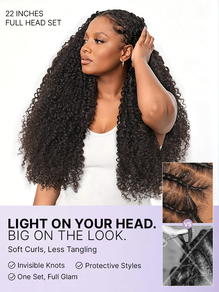 Miracle Knots Crochet Hair Messy Curly for Boho Braids | Crochet Weaves | Fulani Braids | Twists Pre-Separated Lightweight Full & Soft Pre-Looped Human Hair Extensions Protective Style-03