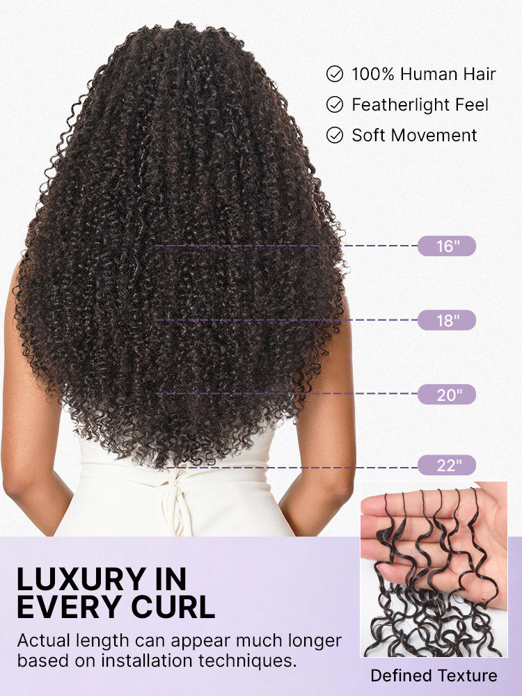 Miracle Knots Crochet Hair Messy Curly for Boho Braids | Crochet Weaves | Fulani Braids | Twists Pre-Separated Lightweight Full & Soft Pre-Looped Human Hair Extensions Protective Style-09