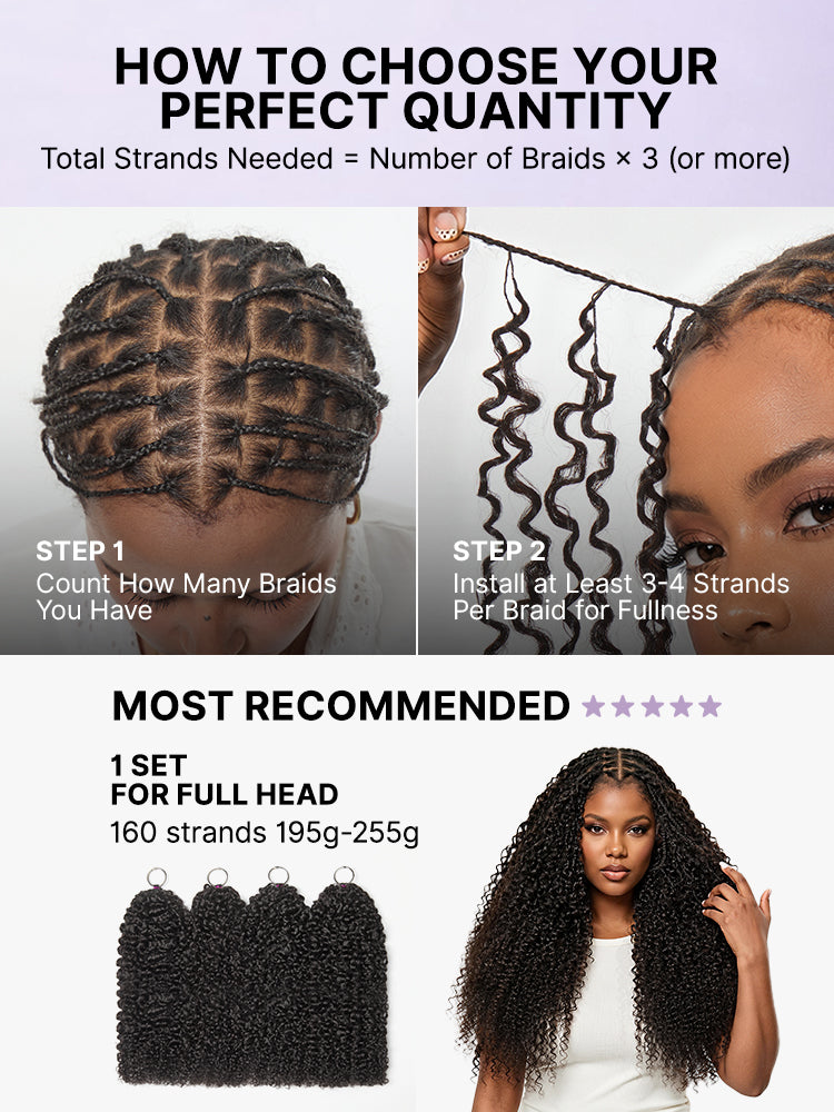Miracle Knots Crochet Hair Messy Curly for Boho Braids | Crochet Weaves | Fulani Braids | Twists Pre-Separated Lightweight Full & Soft Pre-Looped Human Hair Extensions Protective Style-08