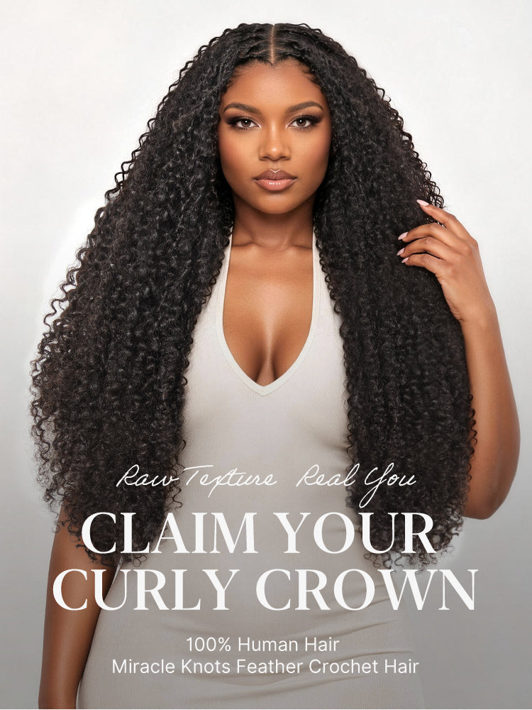 Miracle Knots Crochet Hair Messy Curly for Boho Braids | Crochet Weaves | Fulani Braids | Twists Pre-Separated Lightweight Full & Soft Pre-Looped Human Hair Extensions Protective Style-24