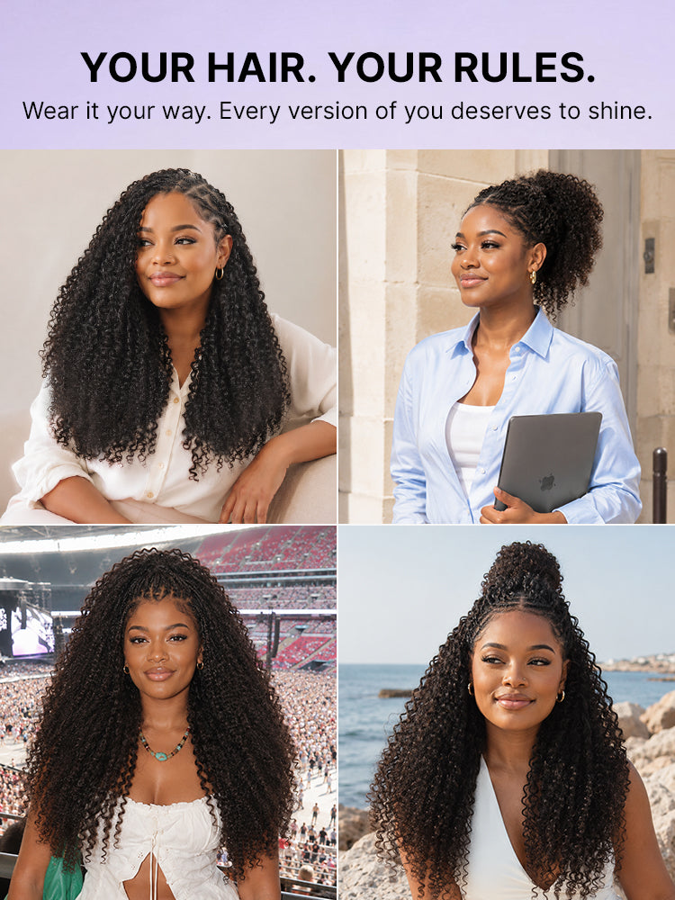 Miracle Knots Crochet Hair Messy Curly for Boho Braids | Crochet Weaves | Fulani Braids | Twists Pre-Separated Lightweight Full & Soft Pre-Looped Human Hair Extensions Protective Style-32