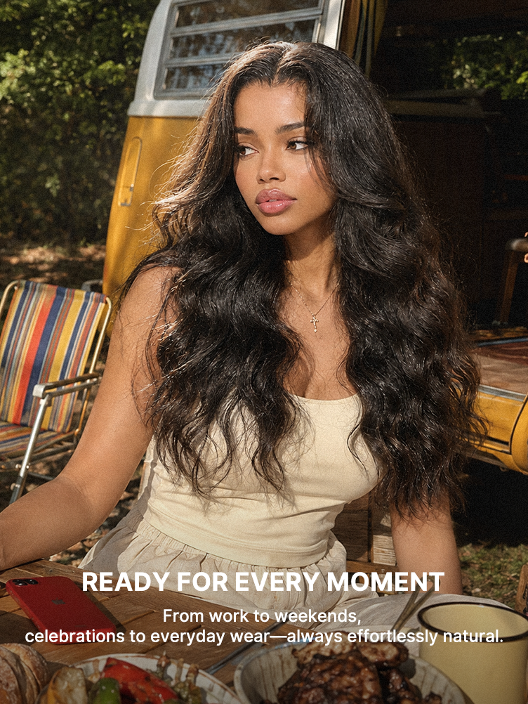 Luvme All-Day Comfort™ Wig 180% / 250% Density Kinky Body Wave / Layered Light Kinky Straight PartingMax Glueless 7x6 Closure HD Lace Wig Pre-Cut Lace-47