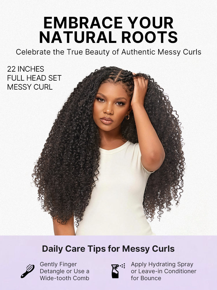 Luvme Hair Miracle Knots crochet hair with messy curly style, lightweight pre-looped human hair extensions for boho braids and twists.
