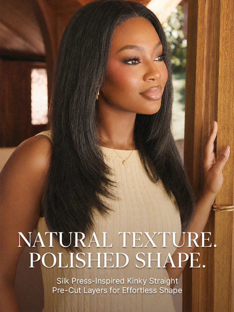 Luvme All-Day Comfort™ Wig 180% / 250% Density Kinky Body Wave / Layered Light Kinky Straight PartingMax Glueless 7x6 Closure HD Lace Wig Pre-Cut Lace-18