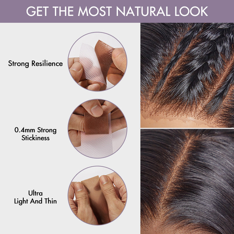 Set of 8 fake scalp tape for wigs by Luvme Hair, featuring invisible knots and grids for secure wig application and styling.