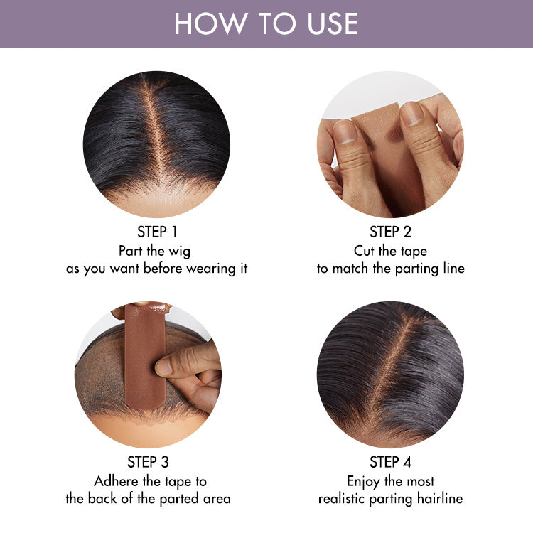 8pcs Luvme Hair Fake Scalp Tape for wigs, invisible knots and grids, designed for secure wig application and removal.