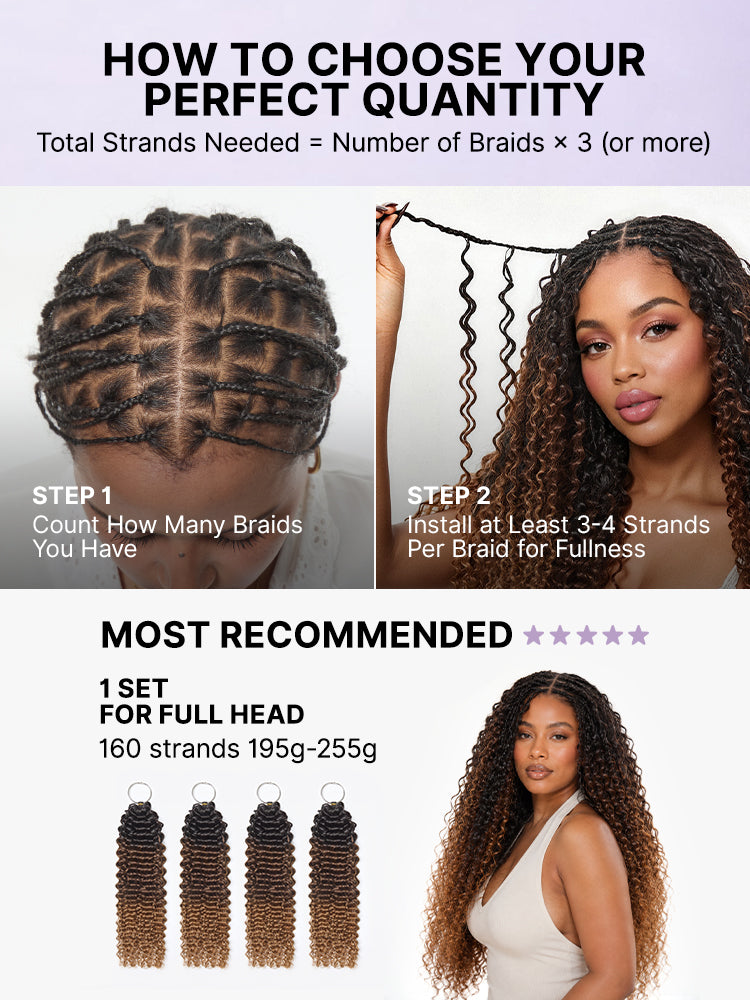 Luvme Hair Miracle Knots colored crochet hair with wet and wavy ombre mix brown for boho braids, twists, and crochet weaves.