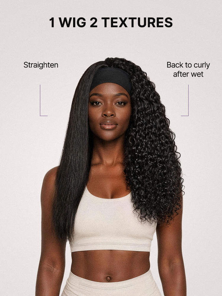 Exclusive Sale | Beginner Friendly Water-Wave Wet and Wavy Headband Wig with Integrated Cooling Silk Headband, Effortless Wet-to-Dry Transformation (Get 2 Free Headbands)-17