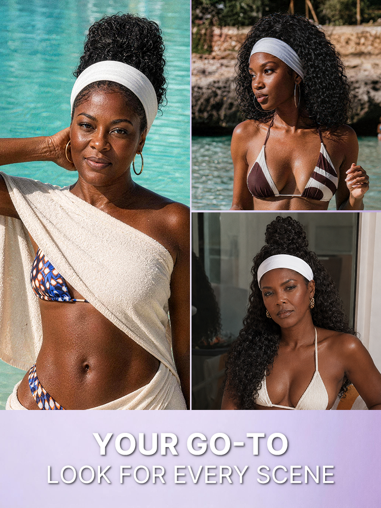 Exclusive Sale | Beginner Friendly Water-Wave Wet and Wavy Headband Wig with Integrated Cooling Silk Headband, Effortless Wet-to-Dry Transformation (Get 2 Free Headbands)-13