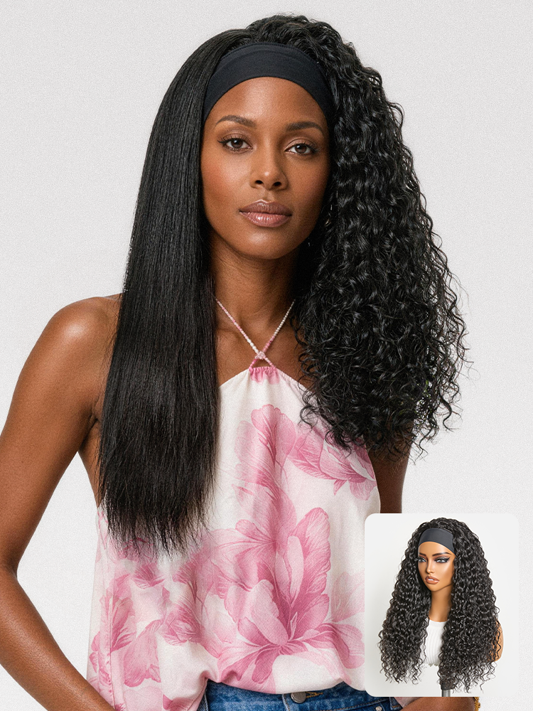 Beginner Friendly Water-Wave Wet and Wavy Headband Wig with Integrated Cooling Silk Headband, Effortless Wet-to-Dry Transformation (Get 2 Free Headbands)-36