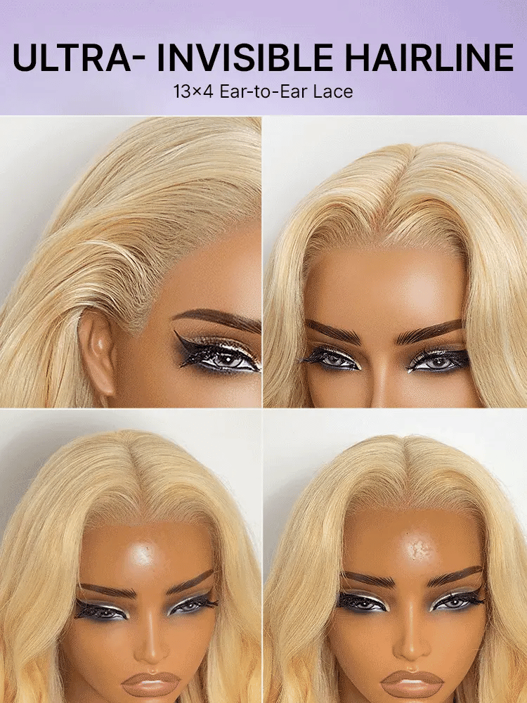 Luvme Hair 613 Blonde with caramel ombre loose wave HD lace front wig, 13x4 lace, pre-cut lace, 180% density, human hair