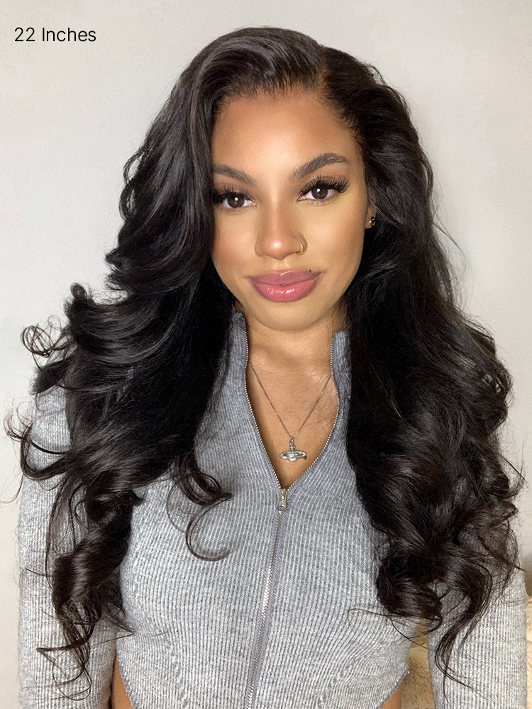 Luvme Hair All-Day Comfort™ wig with 7x6 HD lace closure, loose body wave, long length, pre-cut lace, and glueless design.