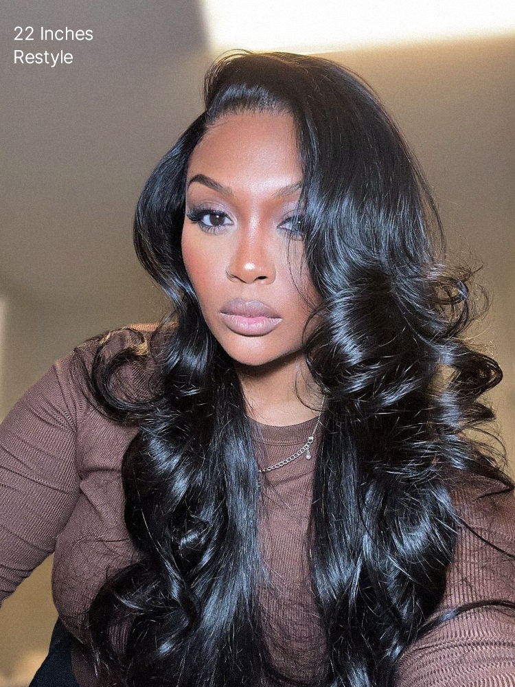 Luvme All-Day Comfort™ wig with 7x6 HD lace closure, loose body wave long wig, pre-cut lace, glueless design, natural parting.