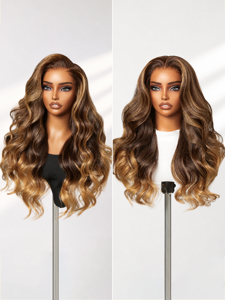Luvme All-Day Comfort™ wig with 7x6 HD lace closure, loose body wave long hair, pre-cut lace, glueless design, natural parting.