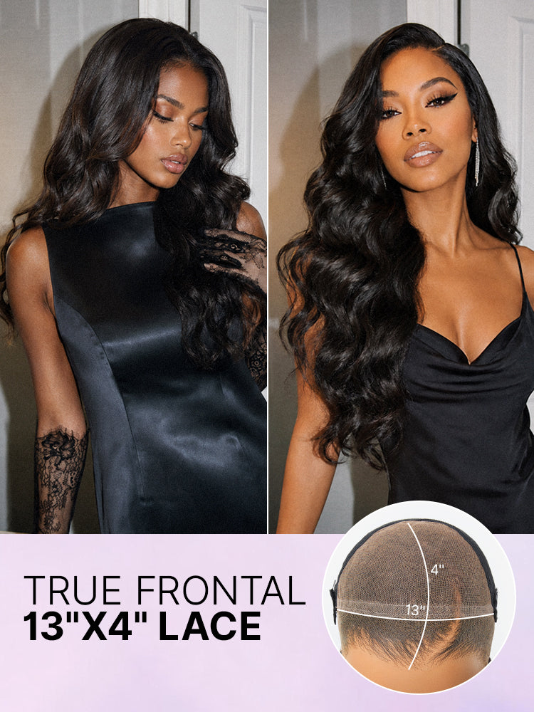 Luvme Hair NatureMAX™ 13x4 HD lace front wig with loose wave texture, pre-cut lace, ear-to-ear coverage, and adjustable drawstring cap