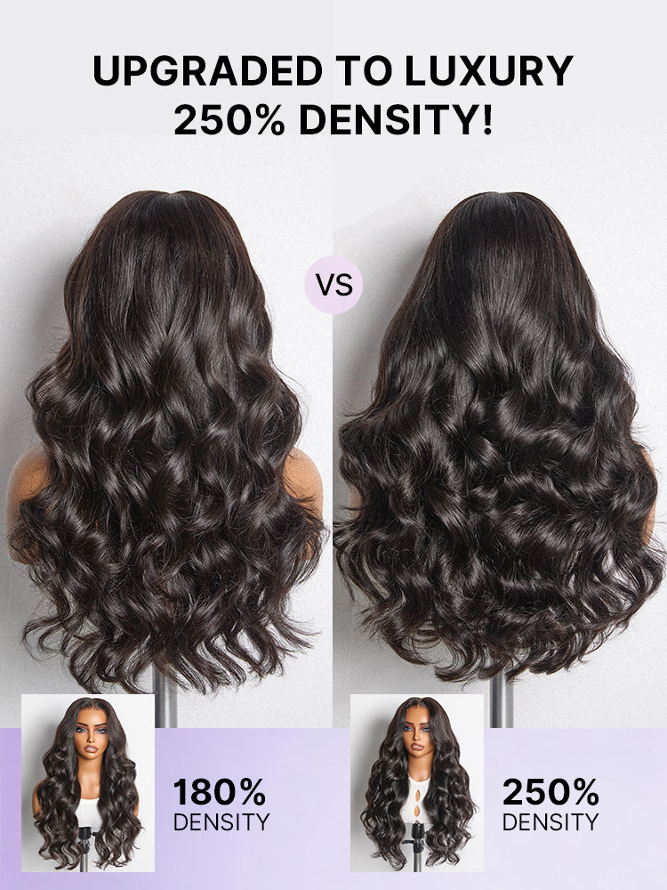 Luvme Hair NatureMAX™ 200-250% density loose wave HD lace front wig with pre-cut lace, flexi-fit cap, and ear-to-ear coverage.