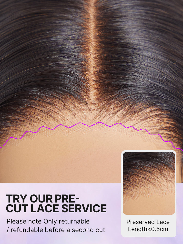 Toffee brown mix blonde and brown layered 5x5 closure lace bob wig by Luvme Hair with pre-cut lace and all-day comfort cap.